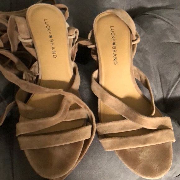 Lucky brand Tan suede wrap sandals - Picture 3 of 3